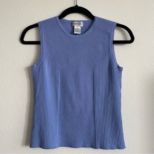 Vintage Oliver Perry Silk Cotton Blend Bright Purple Blue Crow Neck Tanktop